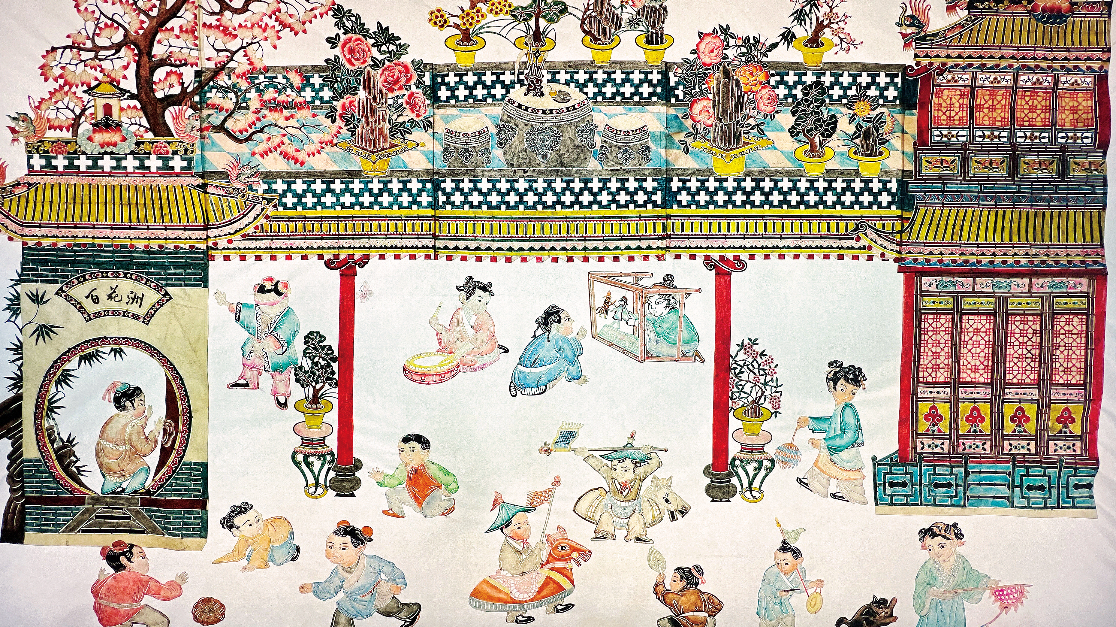 《百花洲婴戏图》皮影作品